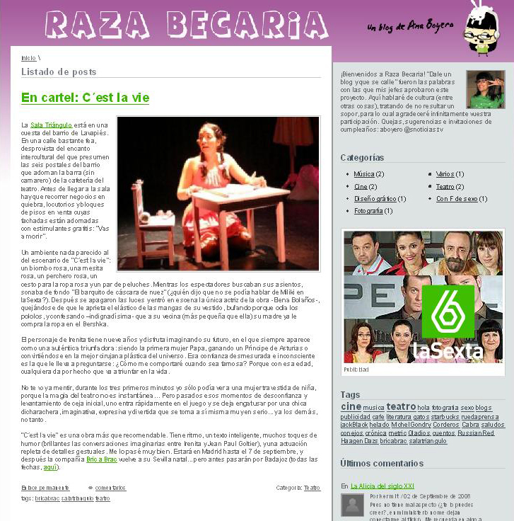 Crítica de C'EST LA VIE de bricAbrac Teatro en RAZA BECARIA – Blog de LA SEXTA.ES