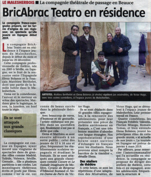 Les Misérables de bricAbrac Teatro en la prensa francesa La République du Centre - Teatro en francés