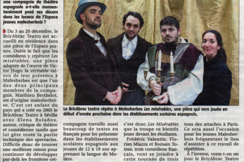 Les Misérables de bricAbrac Teatro en la prensa francesa Le Courrier du Loiret - Teatro en francés
