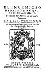 Don Quijote de la Mancha es una novela escrita por Miguel de Cervantes Saavedra, publicada en dos partes en 1605 y 1615. Es una de las obras más destacadas de la literatura española y universal, y ha sido traducida a numerosos idiomas. La novela narra las aventuras de Alonso Quijano, un hidalgo que, obsesionado con las novelas de caballerías, decide convertirse en un caballero andante bajo el nombre de Don Quijote de la Mancha. Acompañado por su fiel escudero, Sancho Panza, Don Quijote emprende una serie de aventuras en las que confunde la realidad con las historias de caballeros que ha leído.