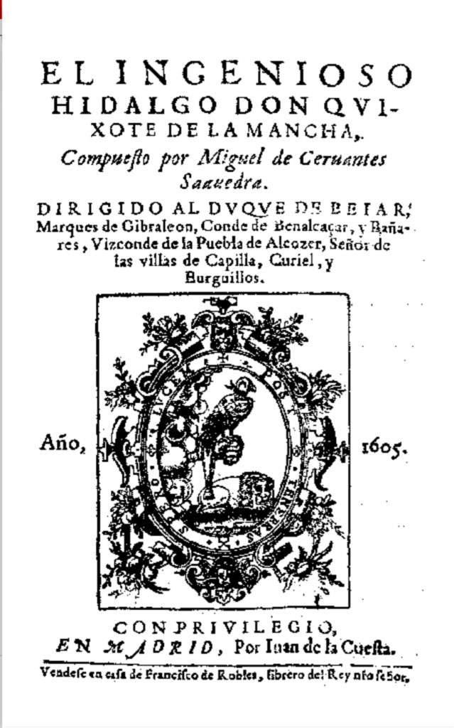 Don Quijote de la Mancha es una novela escrita por Miguel de Cervantes Saavedra, publicada en dos partes en 1605 y 1615. Es una de las obras más destacadas de la literatura española y universal, y ha sido traducida a numerosos idiomas. La novela narra las aventuras de Alonso Quijano, un hidalgo que, obsesionado con las novelas de caballerías, decide convertirse en un caballero andante bajo el nombre de Don Quijote de la Mancha. Acompañado por su fiel escudero, Sancho Panza, Don Quijote emprende una serie de aventuras en las que confunde la realidad con las historias de caballeros que ha leído.